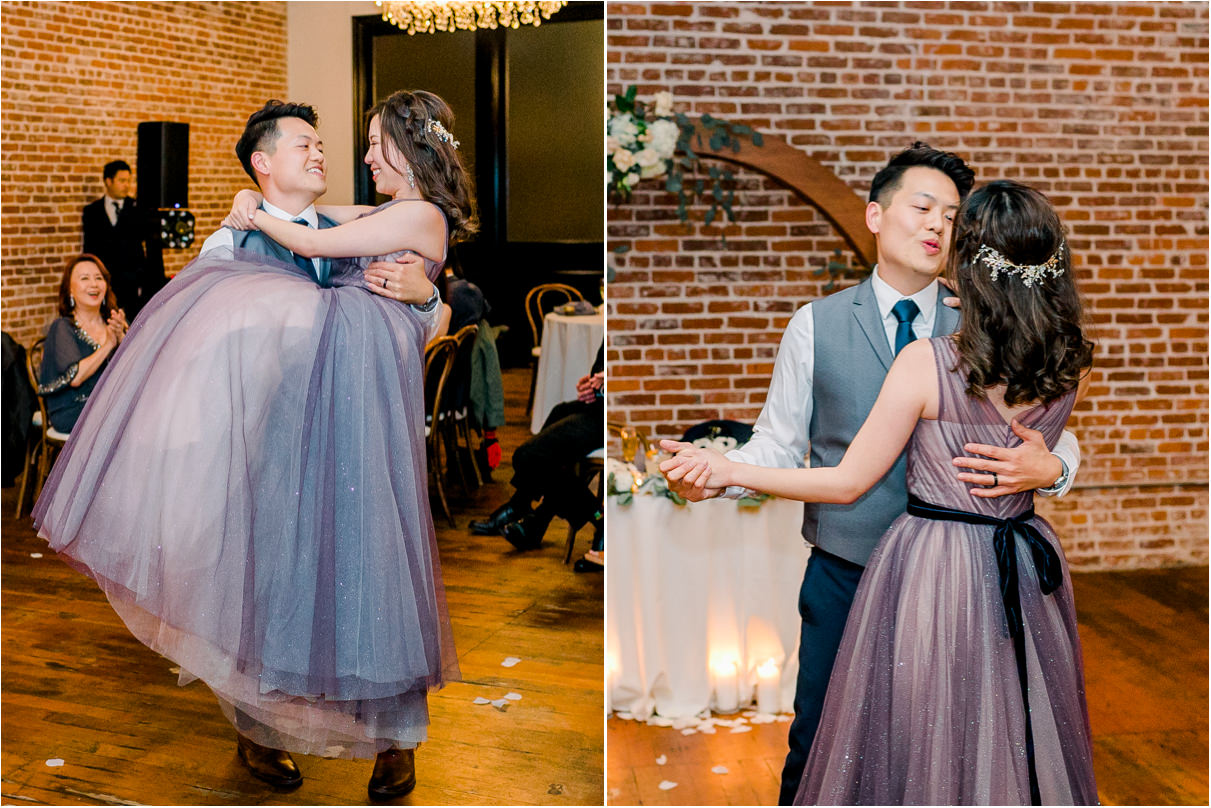 bride and groom dancing first dance