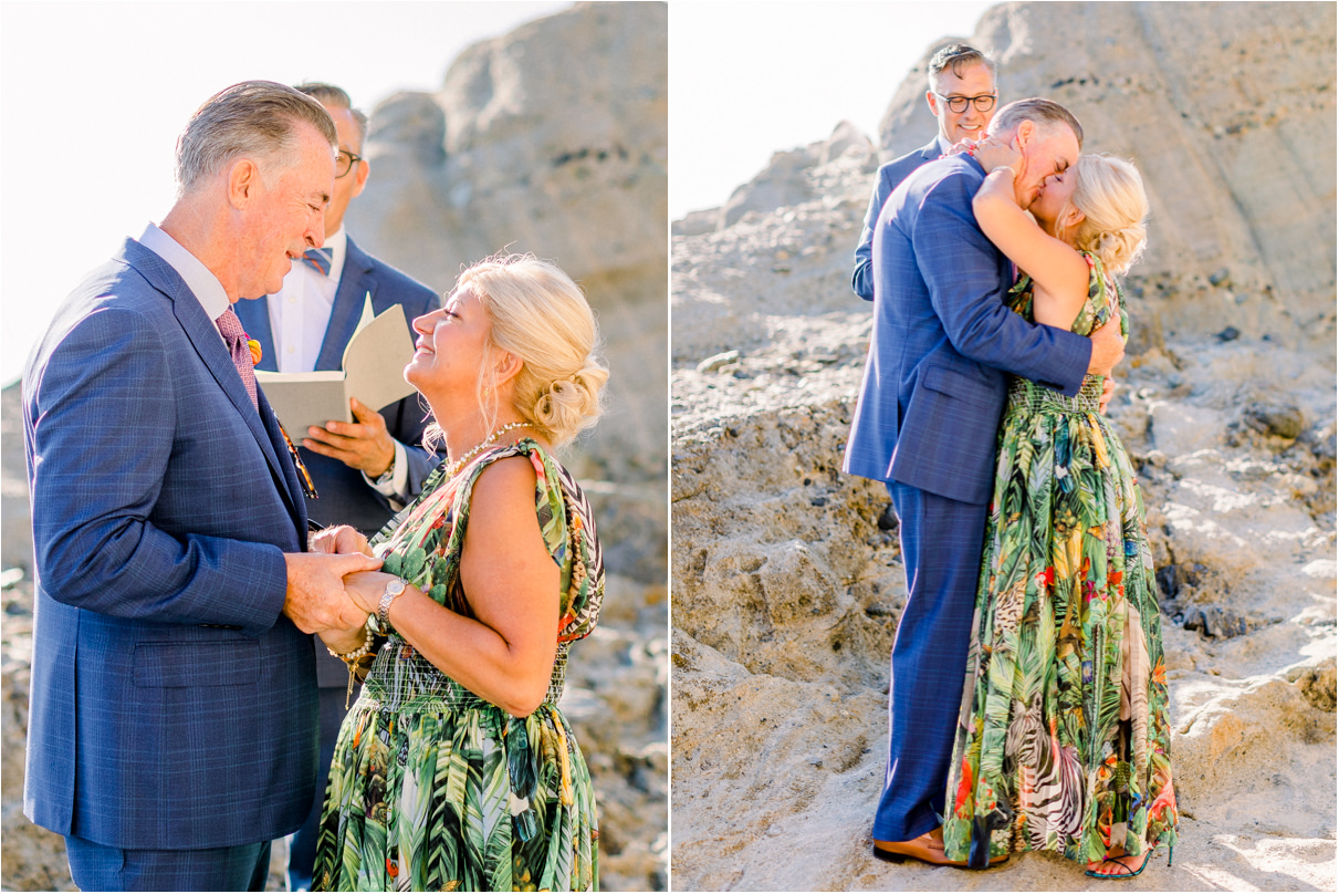 Couple smiling and kissing as they are pronounced husband and wife