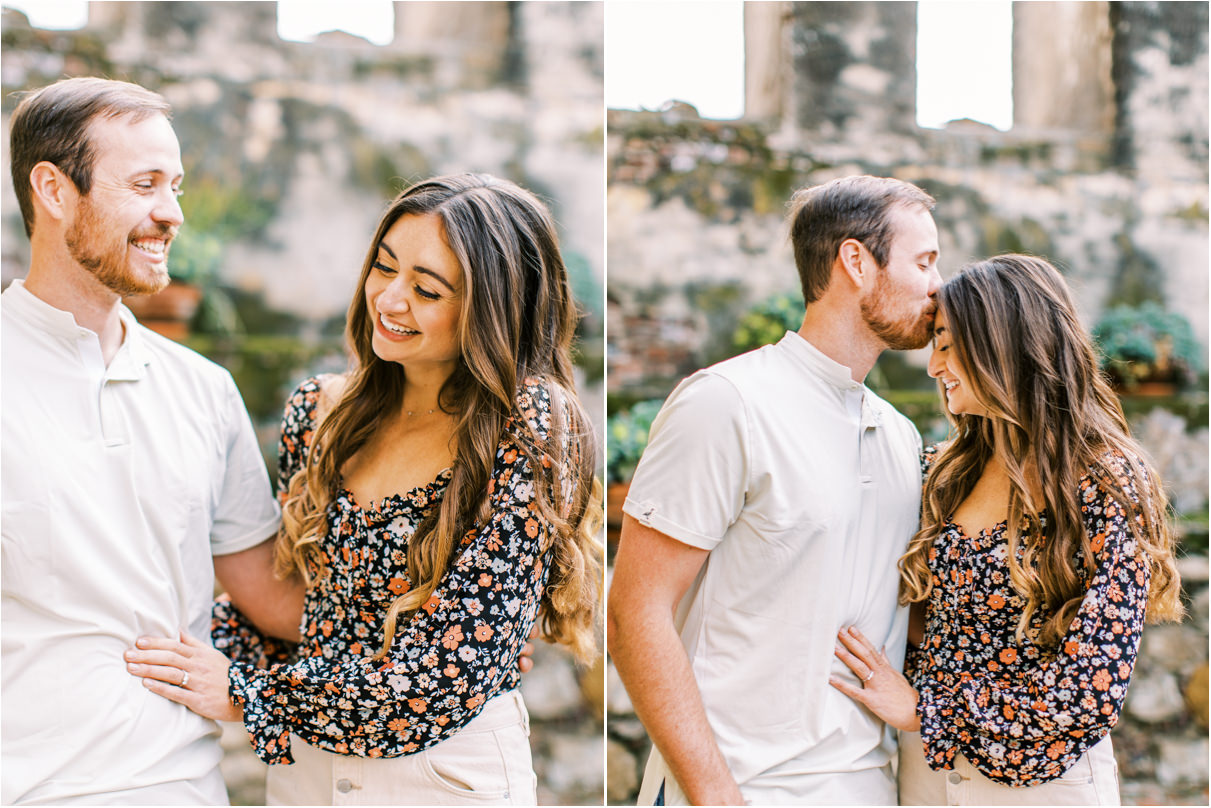 Couple laughing during engagement session