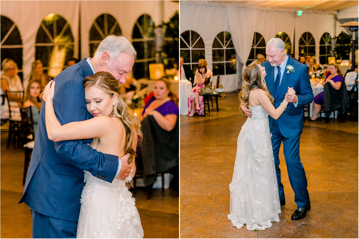 Bride dancing with her grandpa on dance floor during reception