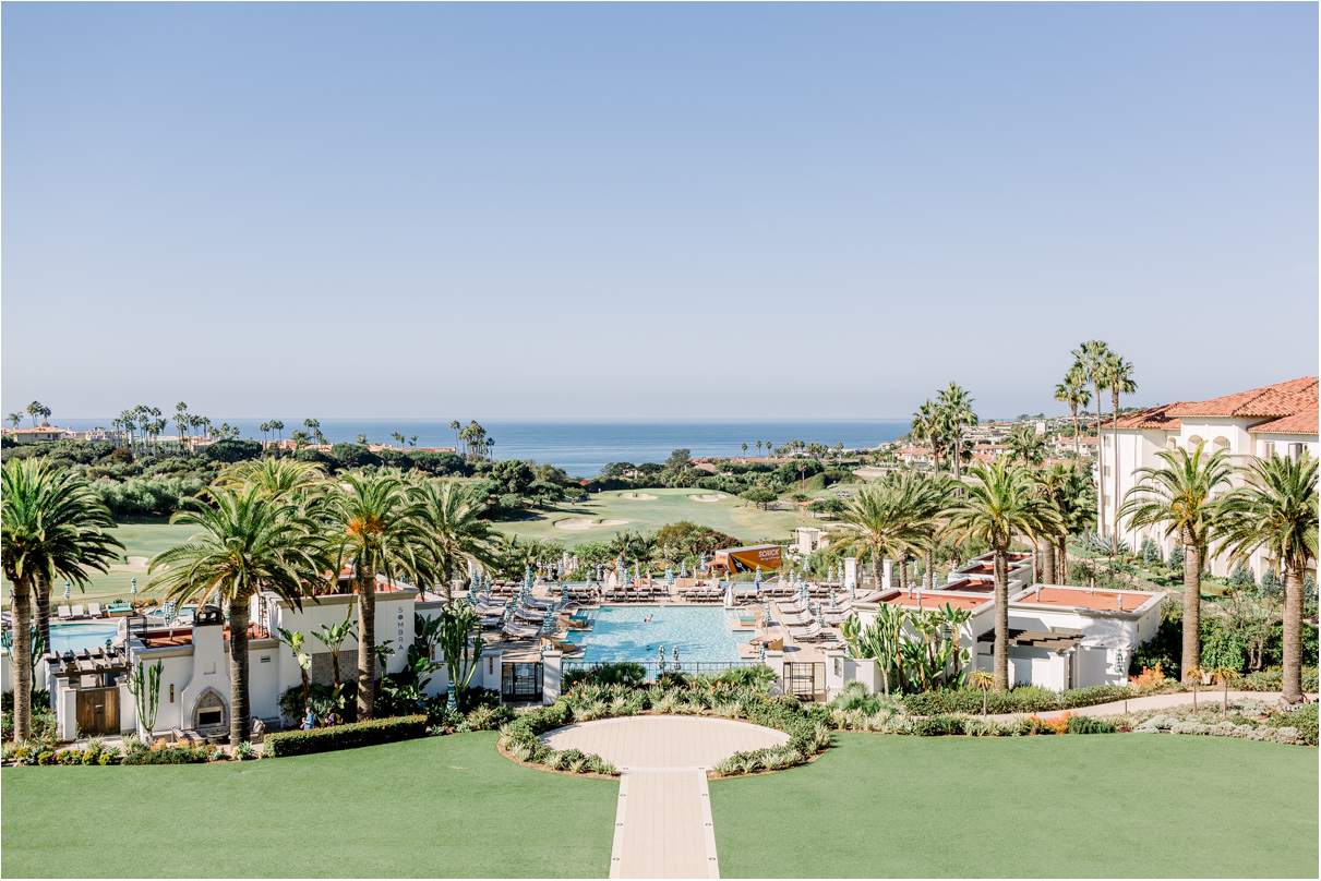 Monarch Beach Resort view looking out onto the property and the ocean