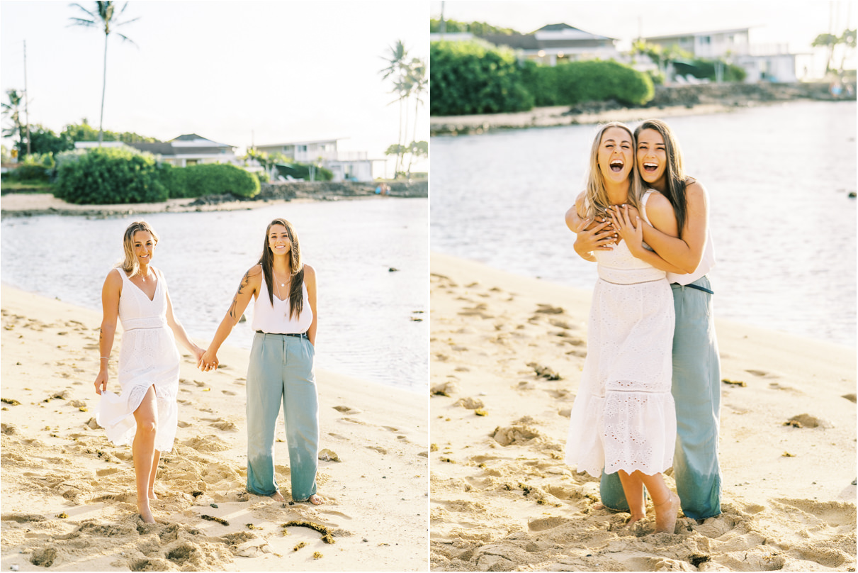 Beach Engagement Session lesbian couple in hawaii