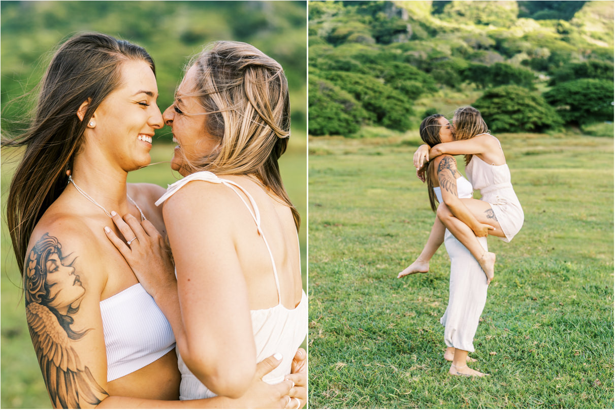 Beach Engagement Session lesbian couple in hawaii