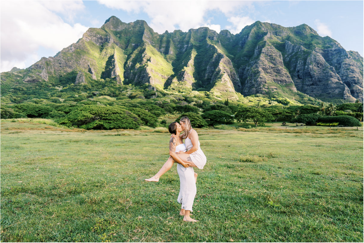 Beach Engagement Session lesbian couple in hawaii