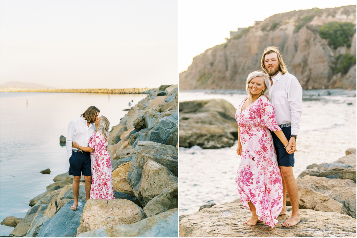 Couple at dana point harbor for orange county engagement photos