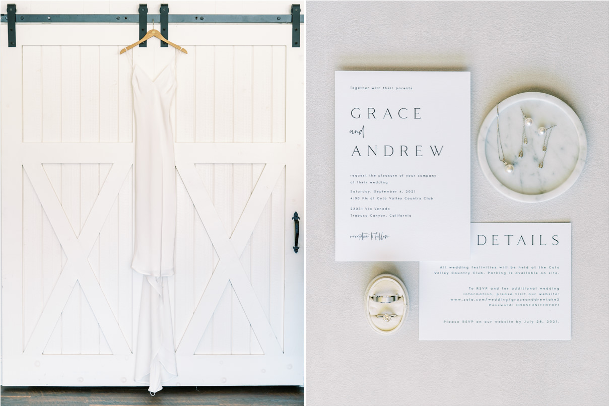 Wedding dress and wedding invitations