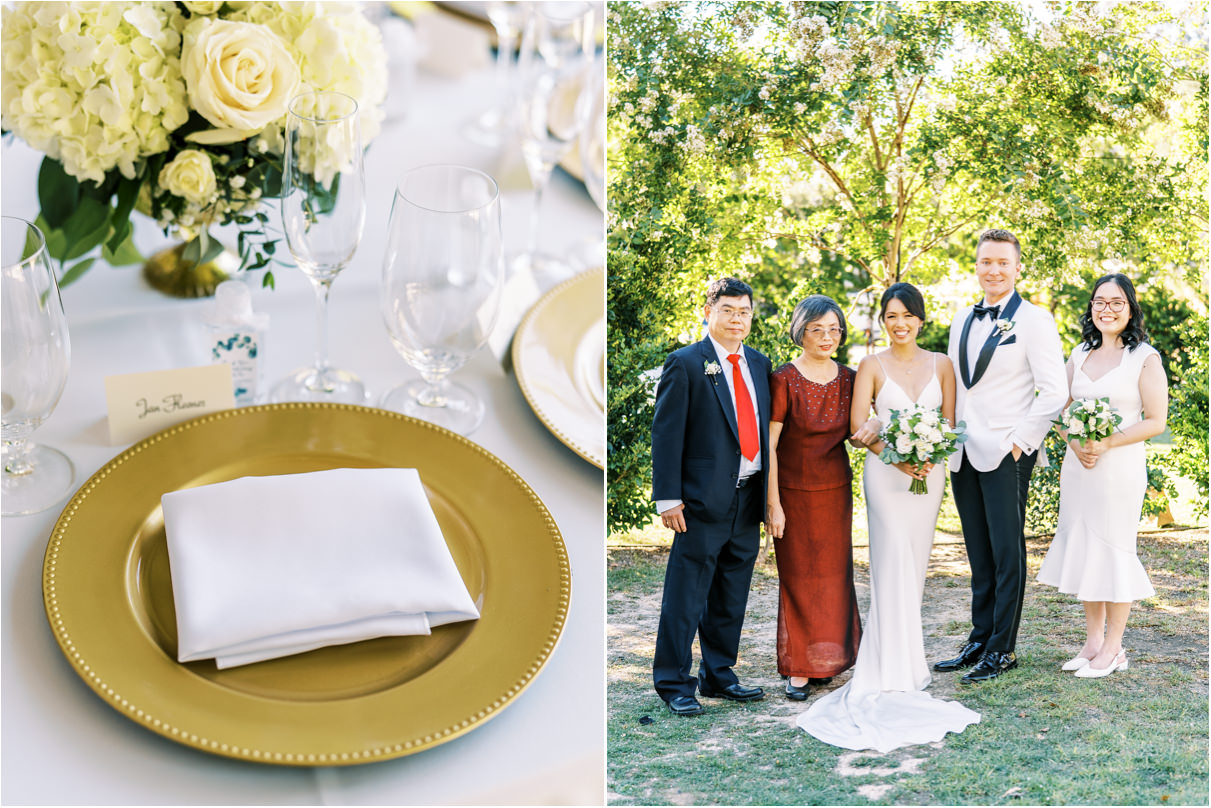 Wedding family photos and table shot