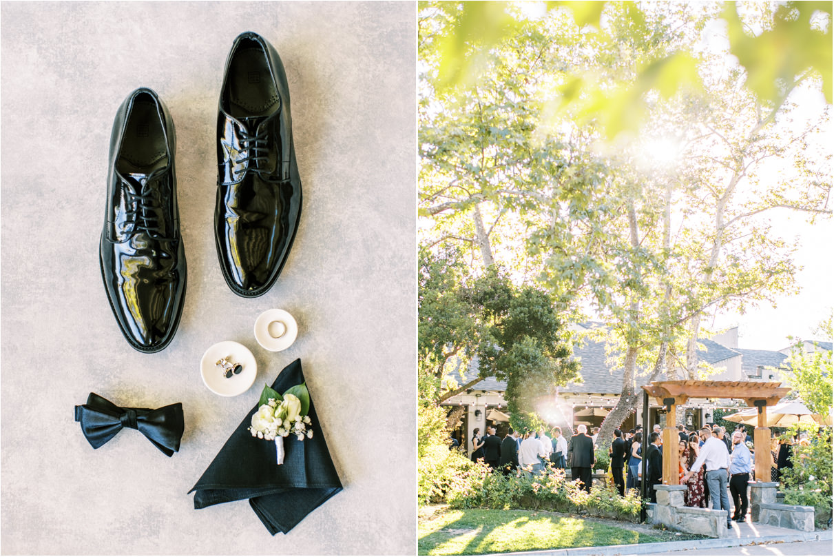 Grooms shoes and bowtie and venue photo