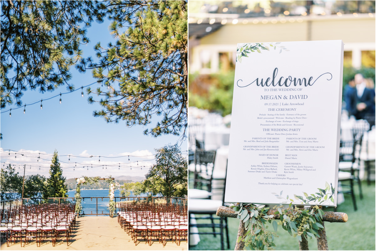 Wedding ceremony looking over Lake Arrowhead