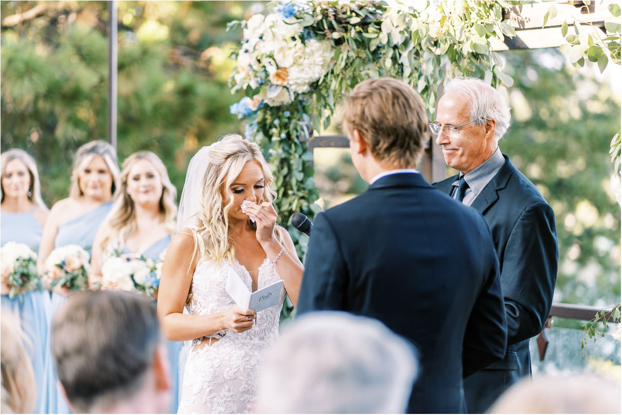 Bride crying during ceremony