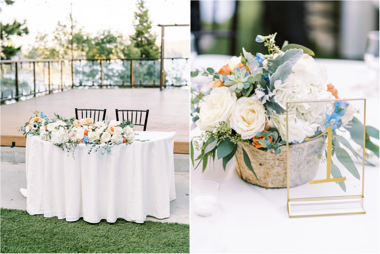 Sweetheart table with flowers at Lake Arrowhead wedding venues