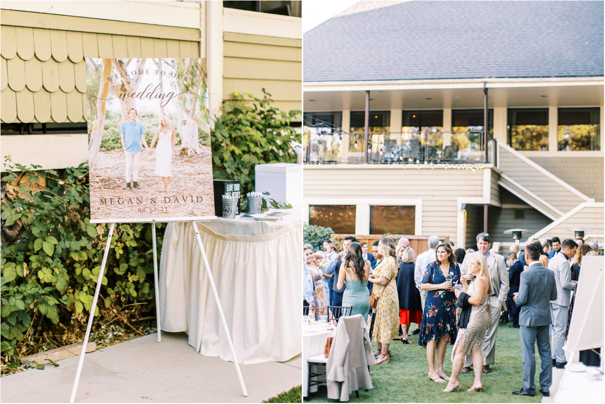 Wedding reception with guests mingling