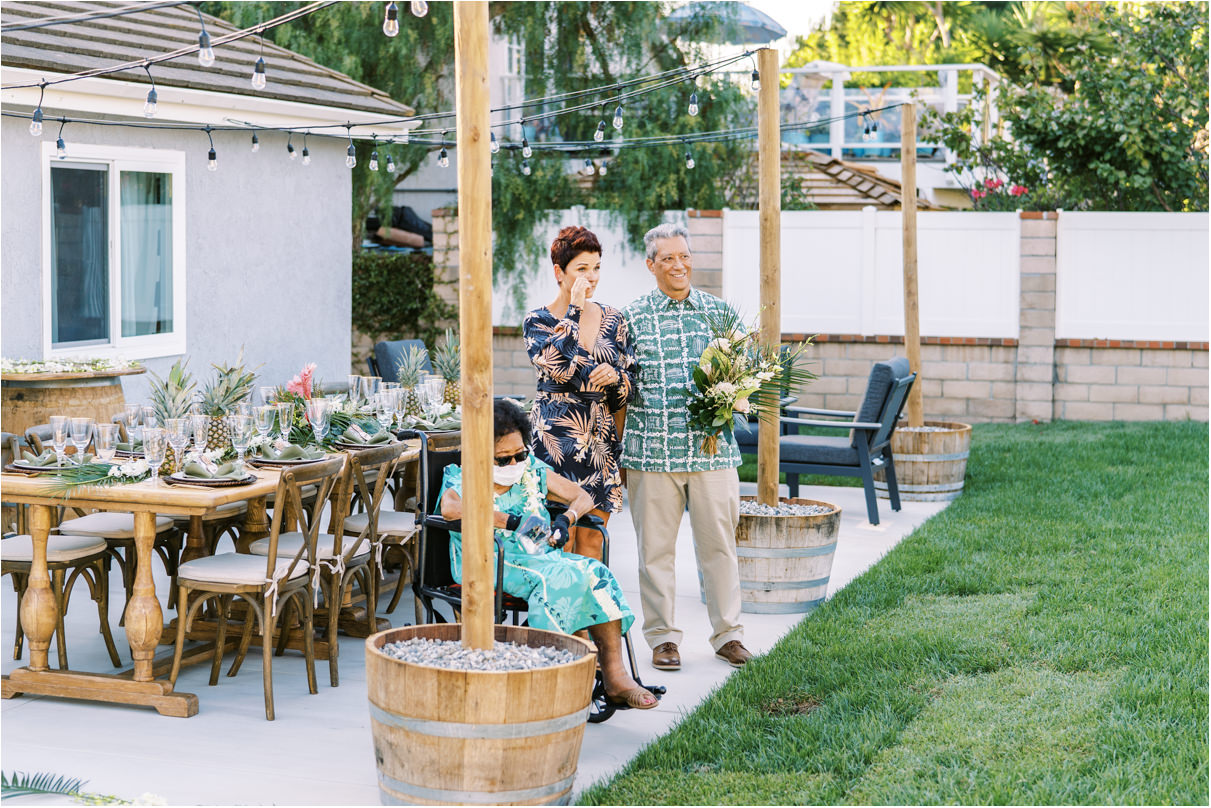 Brides family watching san clemente wedding