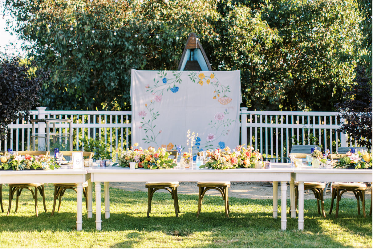 Wedding reception in backyard