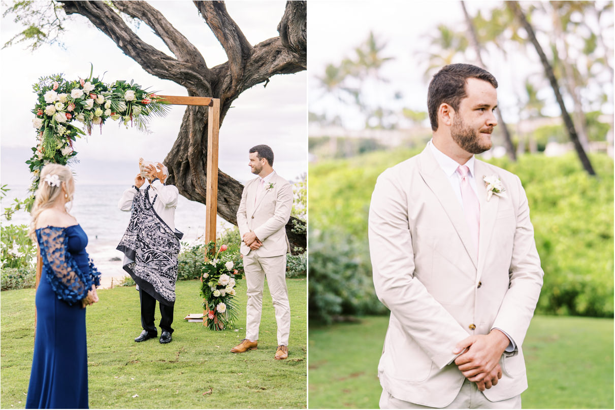 Groom waiting at altar for bride