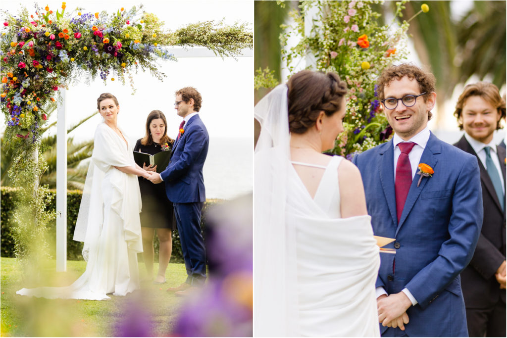 bride and groom at altar