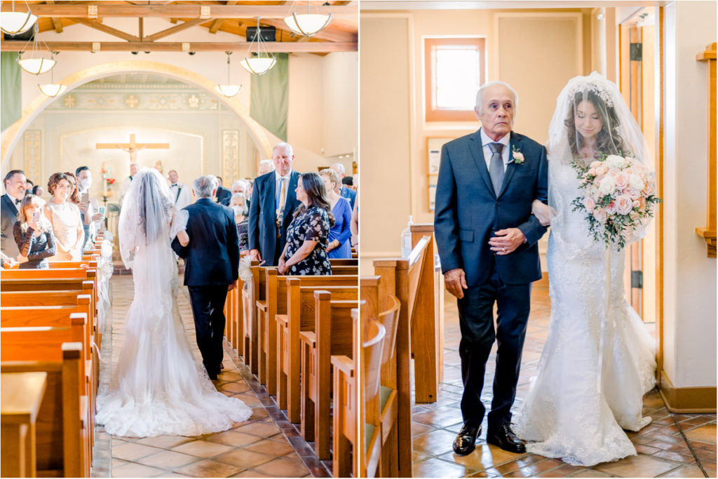 Bride walking down the aisle with father