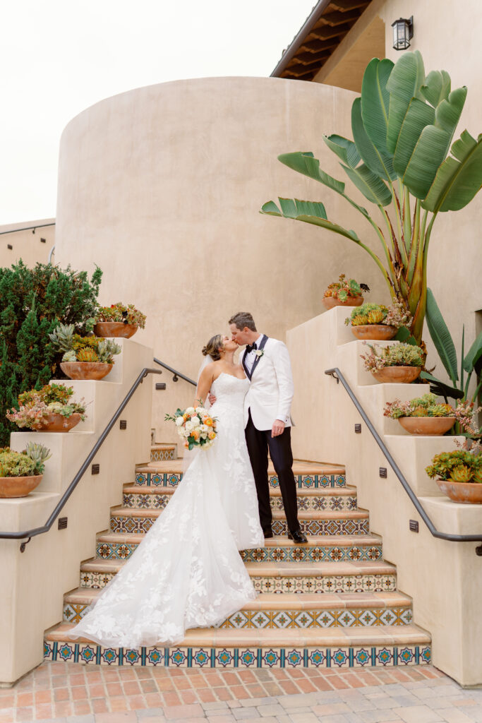 Chris and Eden during their San Juan Capistrano wedding at The Inn at the Mission