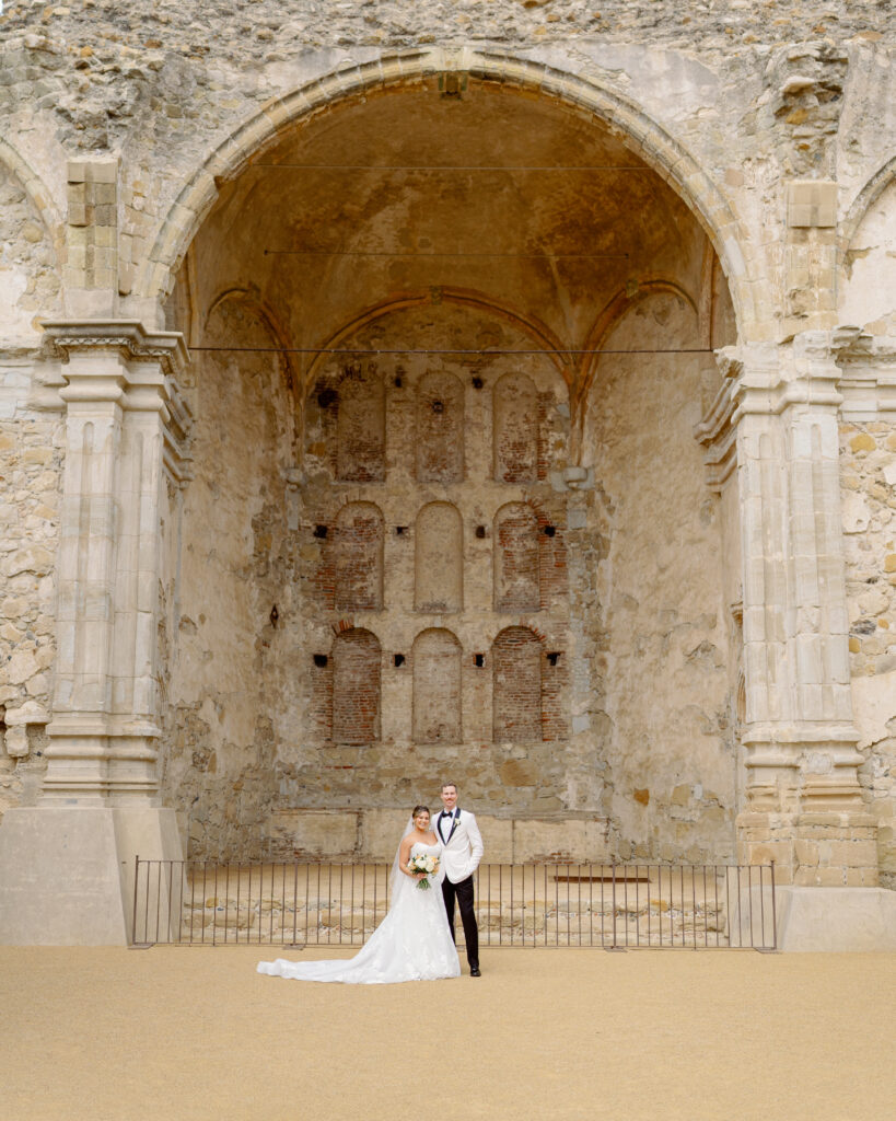 Chris and Eden during their San Juan Capistrano wedding at The Inn at the Mission