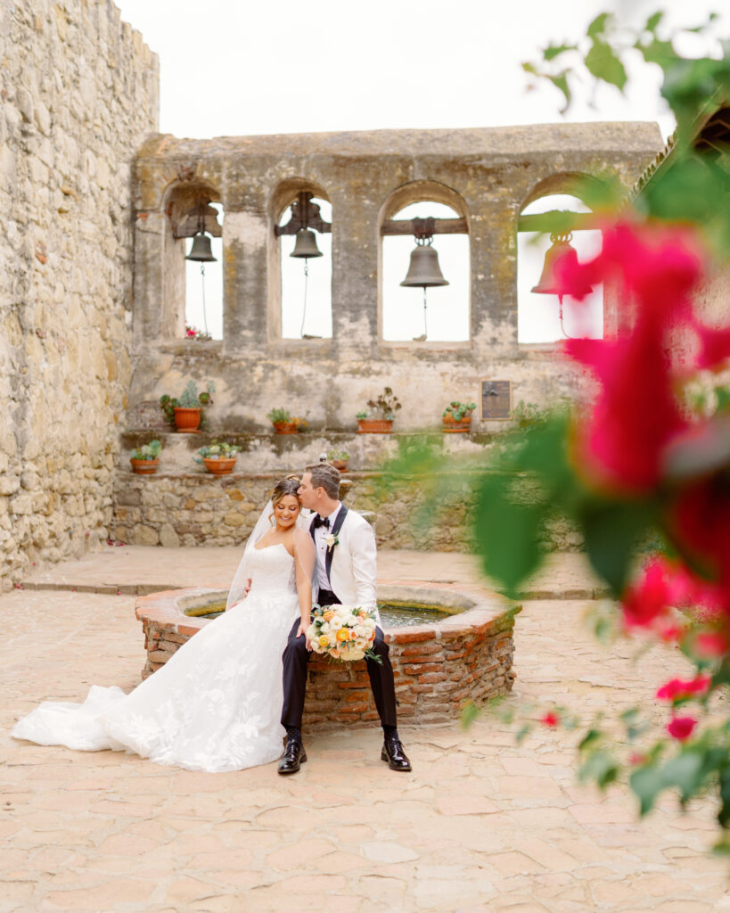 Chris and Eden during their San Juan Capistrano wedding at The Inn at the Mission