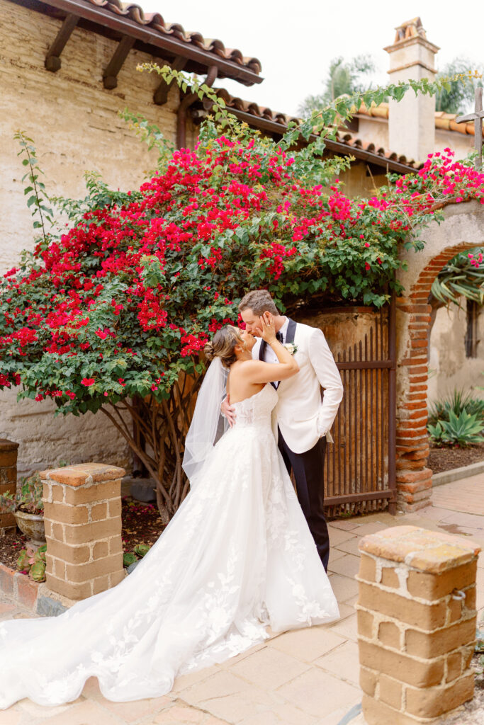 Chris and Eden during their San Juan Capistrano wedding at The Inn at the Mission