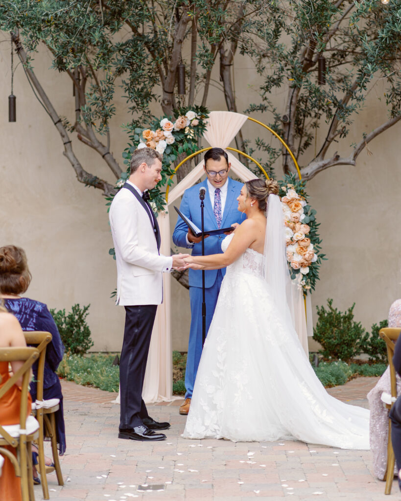 Outdoor wedding ceremony at The Inn at the Mission in San Juan Capistrano